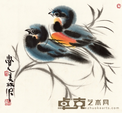 韩美林  鸟 35.5×37.5cm
