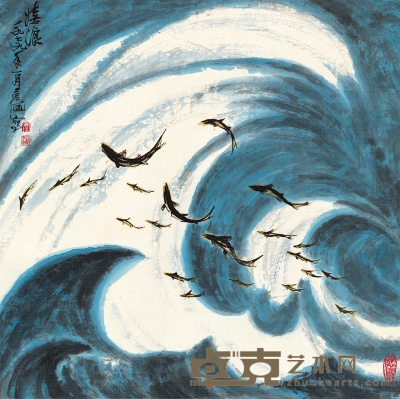 彦涵  嬉浪 68×69cm