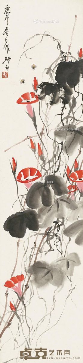 娄师白 牵牛花 149.5×34.5cm