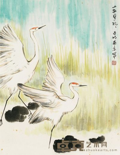 亚明 双鹤图 47×36cm
