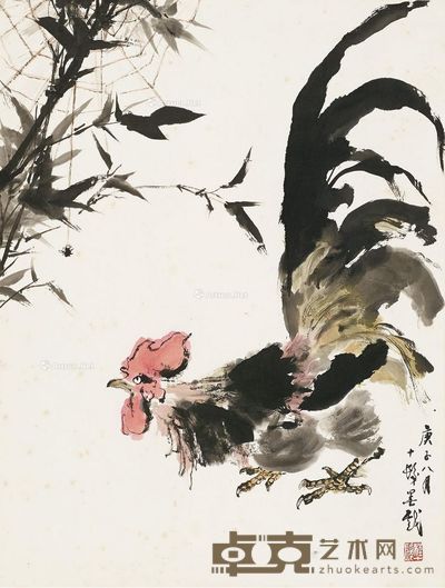 程十发 公鸡 64×48.5cm