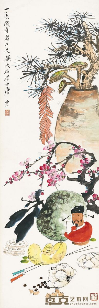 唐云 岁朝图 106×34.5cm