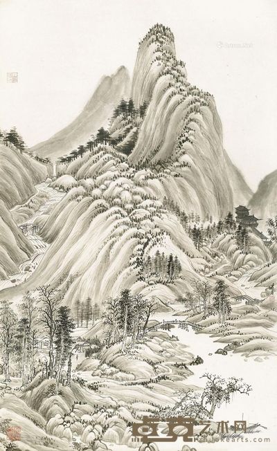 陶冷月 秋江放艇 94.5×58cm