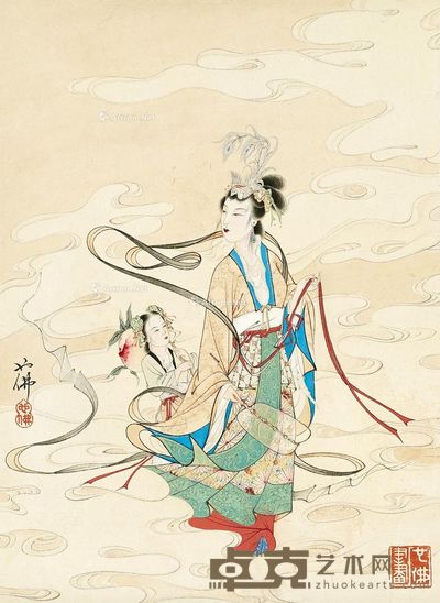 胡也佛 麻姑献寿 27×20cm