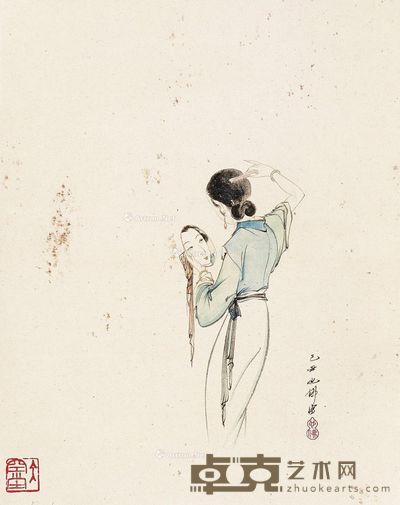 胡也佛 仕女图 36.5×28cm