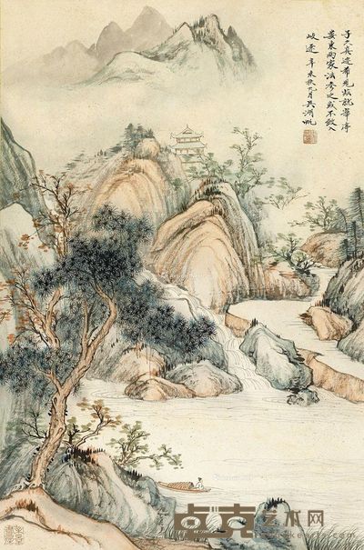 吴湖帆 溪山泛舟图 69×45cm