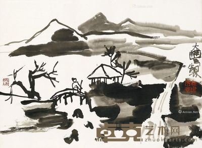 朱新建 深山访友 34.5×46.5cm