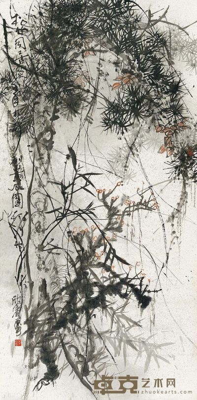 董欣宾 松竹同居图 137×68cm