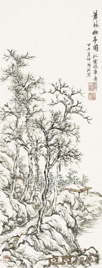 樊波 萧林幽亭图 91×35cm