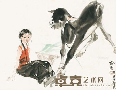 徐希 少女与羊 34.5×45cm