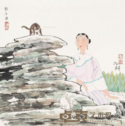 胡永凯 戏石图 68×68cm