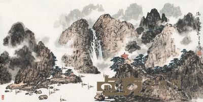 雷正民 隔岸观云泉 68×136cm