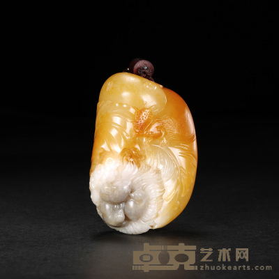赵显志和田玉黄玉籽料呵护把件 5.9×3.9×2.7cm  独籽