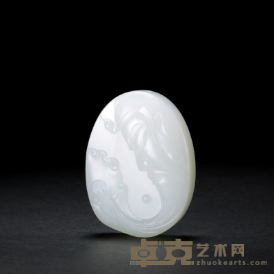 葛洪和田玉籽料关公牌 5.7×4.2×1.5cm