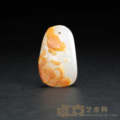 万伟 和田玉籽料喜登连科挂件 3.1×2.1×1.0cm