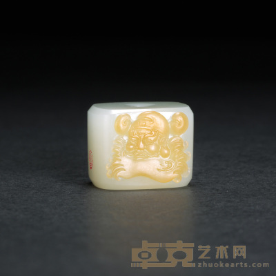 曹伟 和田玉籽料钟馗扇坠 1.6×2.1×1.8cm