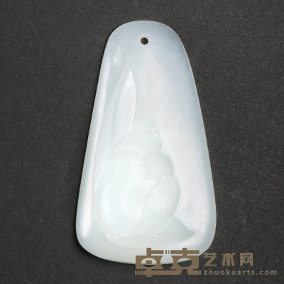 杨曦 和田玉籽料荷花挂件 3.6×2.0×0.8cm