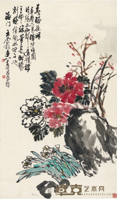 王个簃 春暖花开图 94.5×56cm