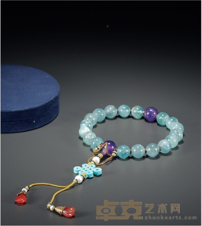 清·海蓝宝石十八子提珠 珠径：1.6cm