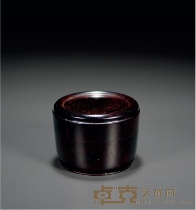 清·紫檀素圆盒 高：6cm 直径：8.2cm
