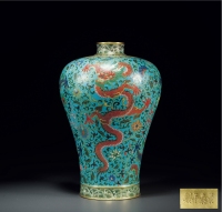 清·景泰年制款铜胎掐丝珐琅龙纹梅瓶