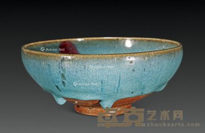 明以前 钧窑天蓝釉挂红碗 高7.5cm；口径17.5cm