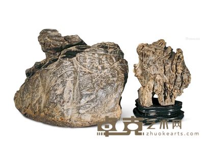清 英雄独立灵璧石 灵璧赏石 高13.5cm；高10.5cm