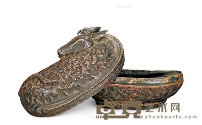 明以前 银制麋鹿香熏盒 长6cm;宽4.3cm;高5cm