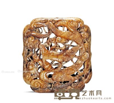 元 白玉镂空云龙纹饰件 长8cm;宽9cm;高2.2cm