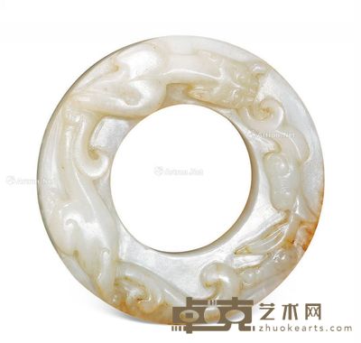 清 白玉螭虎纹环 直径5.3cm