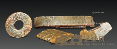清 糖玉剑具 璧形珮 （一组四件） 长11cm