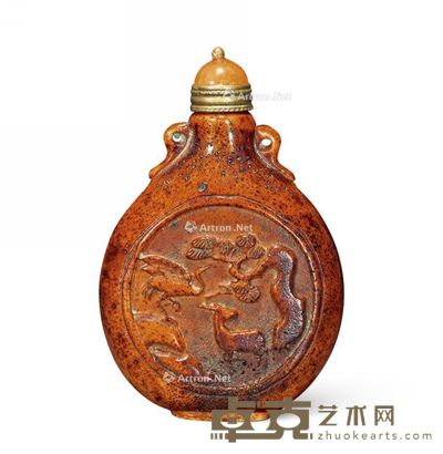清 鹿角鹤鹿同春纹鼻烟壶 宽4.4cm;高6.8cm