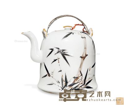 清光绪 汪友棠墨彩竹纹钟式壶 高12.3cm
