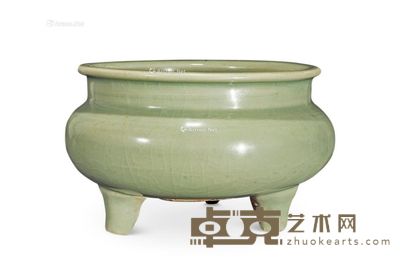 明早期 龙泉窑鬲式炉 高11.5cm；直径18.4cm