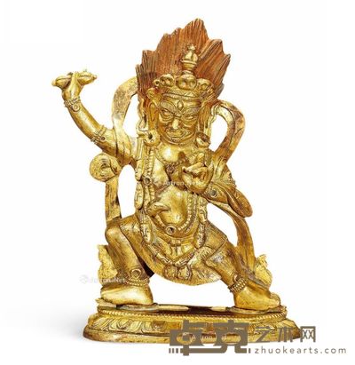清 铜鎏金大威德像 宽6.6cm;高9.6cm