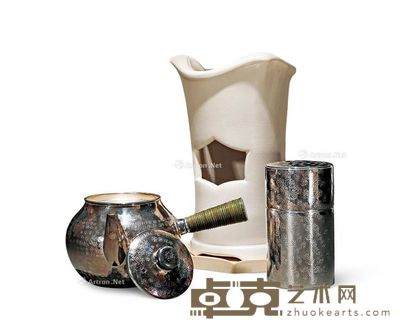 现代 银川堂银壶 茶叶罐 (一组三件) 高21.4cm;高10.8cm;高9.5cm