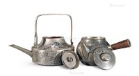 20世纪 银梅兰竹菊纹壶 银茶壶