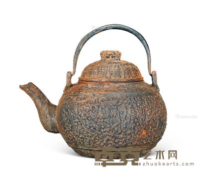 19世纪 百子献寿铁壶 高15.5cm