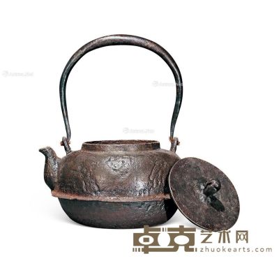 大正时期 日本砂铁壶 宽17cm；高12cm