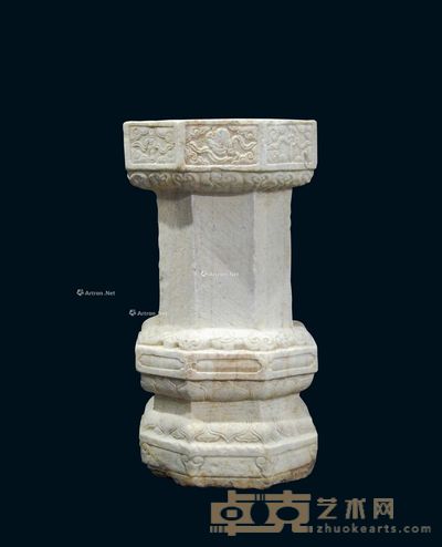 清早期 汉白石八方花几 长38cm;宽32cm;高73cm