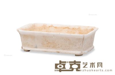 清 汉白玉倭角长方盆 长25cm;宽15cm;高7.5cm