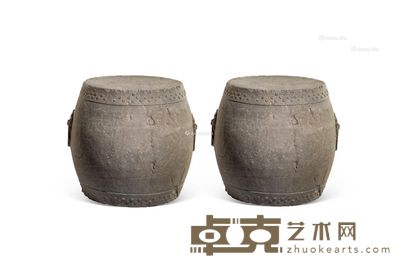 明 双环鼓钉纹坐鼓 面径38cm；高44cm