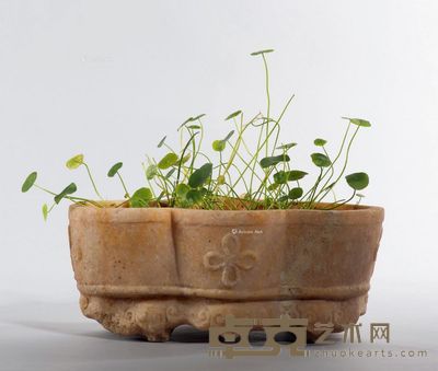 明 汉白石海棠型石盆 长27.5cm;宽16.5cm;高11cm