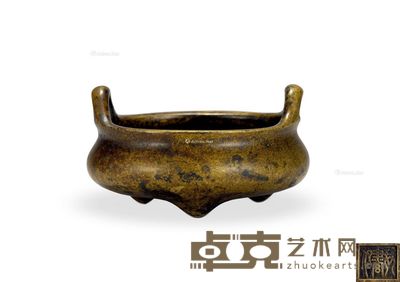 清 冲天耳炉 耳径10.2cm；高5.5cm