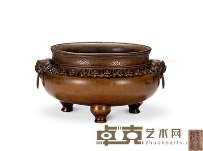 清 铜兽耳炉 口径11.6cm；腹径13.8cm；高7.9cm
