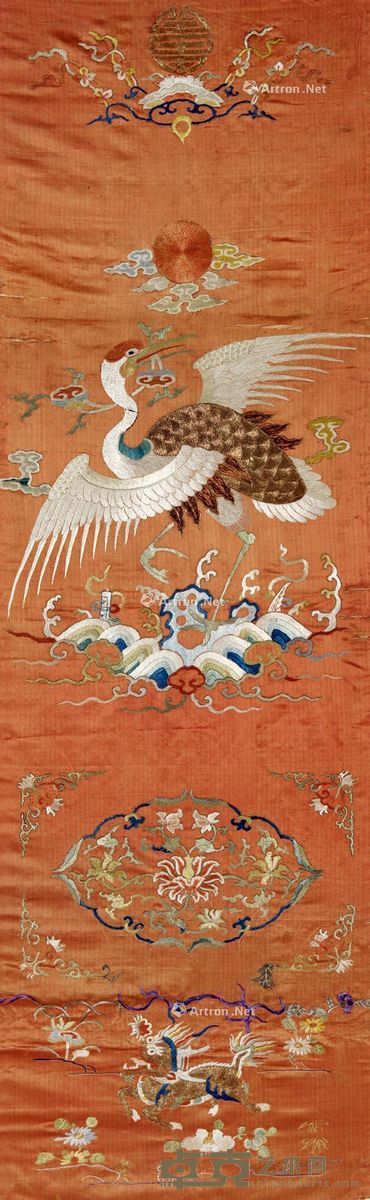 清 鹤纹刺绣 长140.5cm;宽45cm