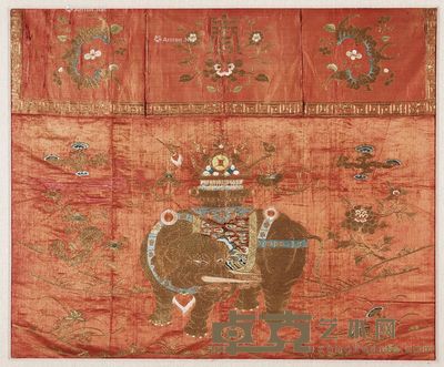 清 太平有象刺绣 长76cm;宽92cm
