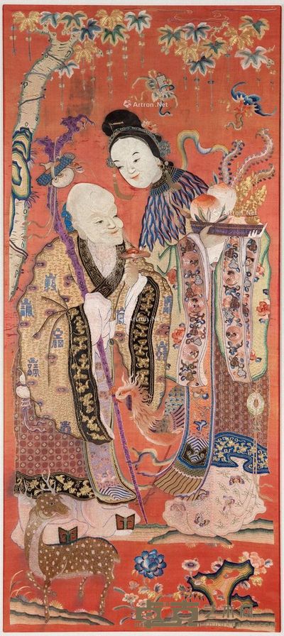 清 麻姑献寿刺绣 长172.5cm;宽76cm