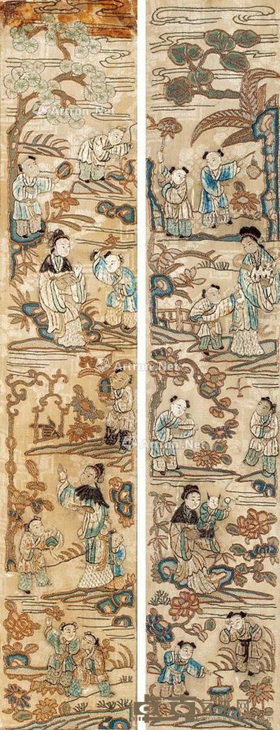 清 婴戏图 长52cm;宽10cm