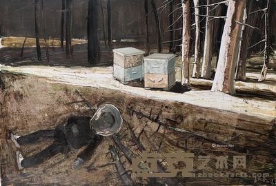 一个孤独的养蜂人 油彩纸本 51×76cm